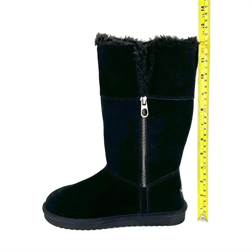 Koolaburra By Ugg Black Winter Boot Size 7 Suede Wool Lining Foldable Tall/Short
